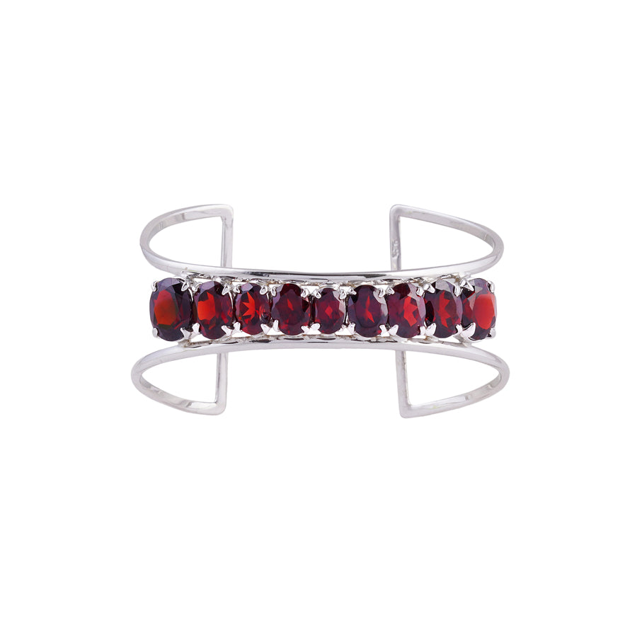 Sterling Silver Garnet Bangle
