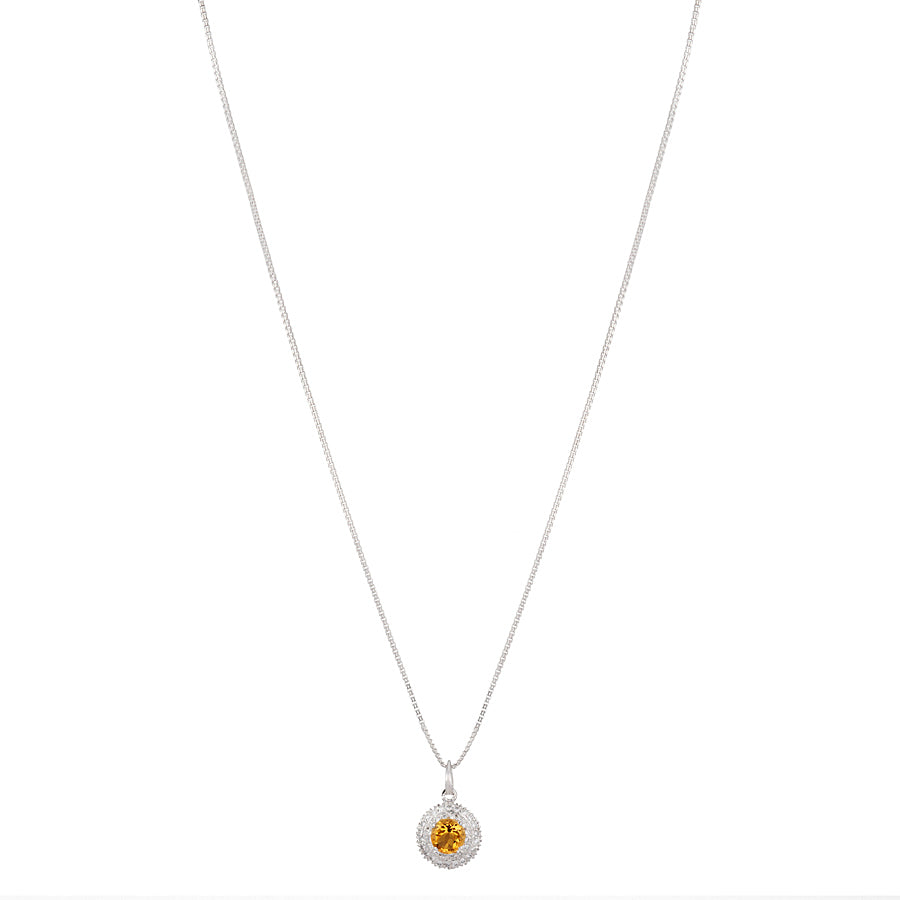 Sterling Silver Golden Topaz & Zircon Pendant