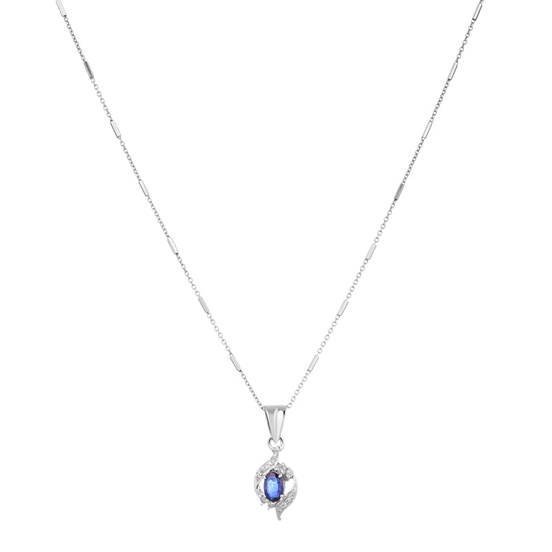 Sterling Silver Sapphire & Diamond Pendant