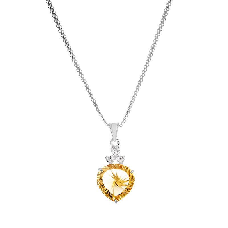 Sterling Silver Golden Topaz & Diamond Pendant